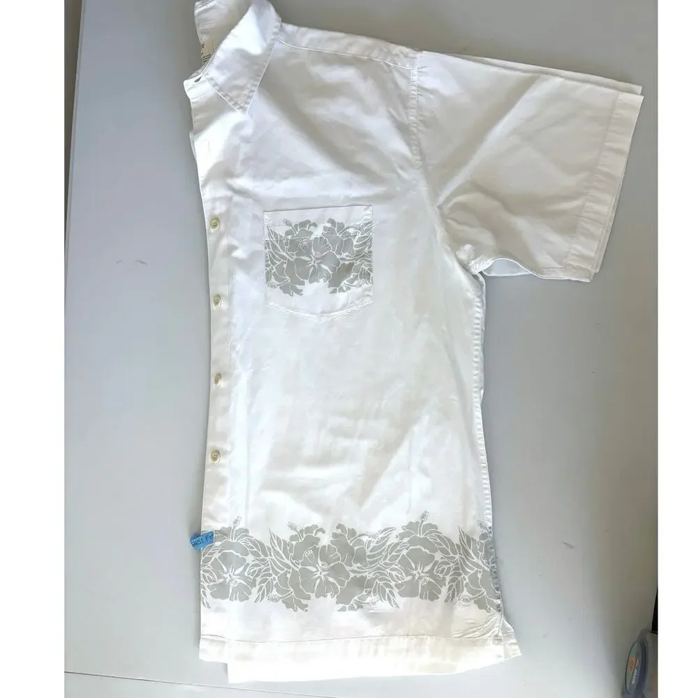 J. Crew White Tropical Hawaiian shirt Button Up vacation summer beach resort